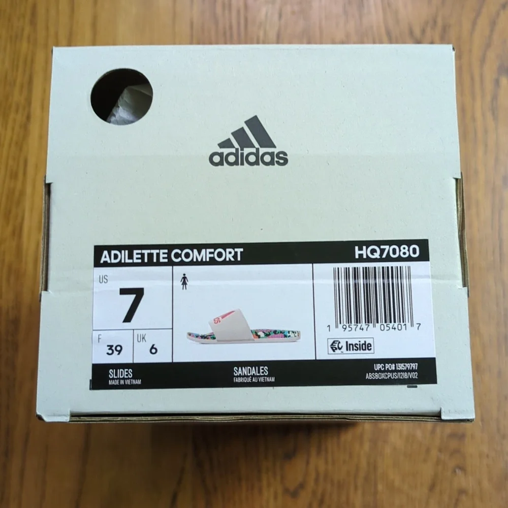 NIB FARM Rio Slide Sandals Adidas Collab Multicolor Abstract Print Womens Size 7 - Picture 10 of 11